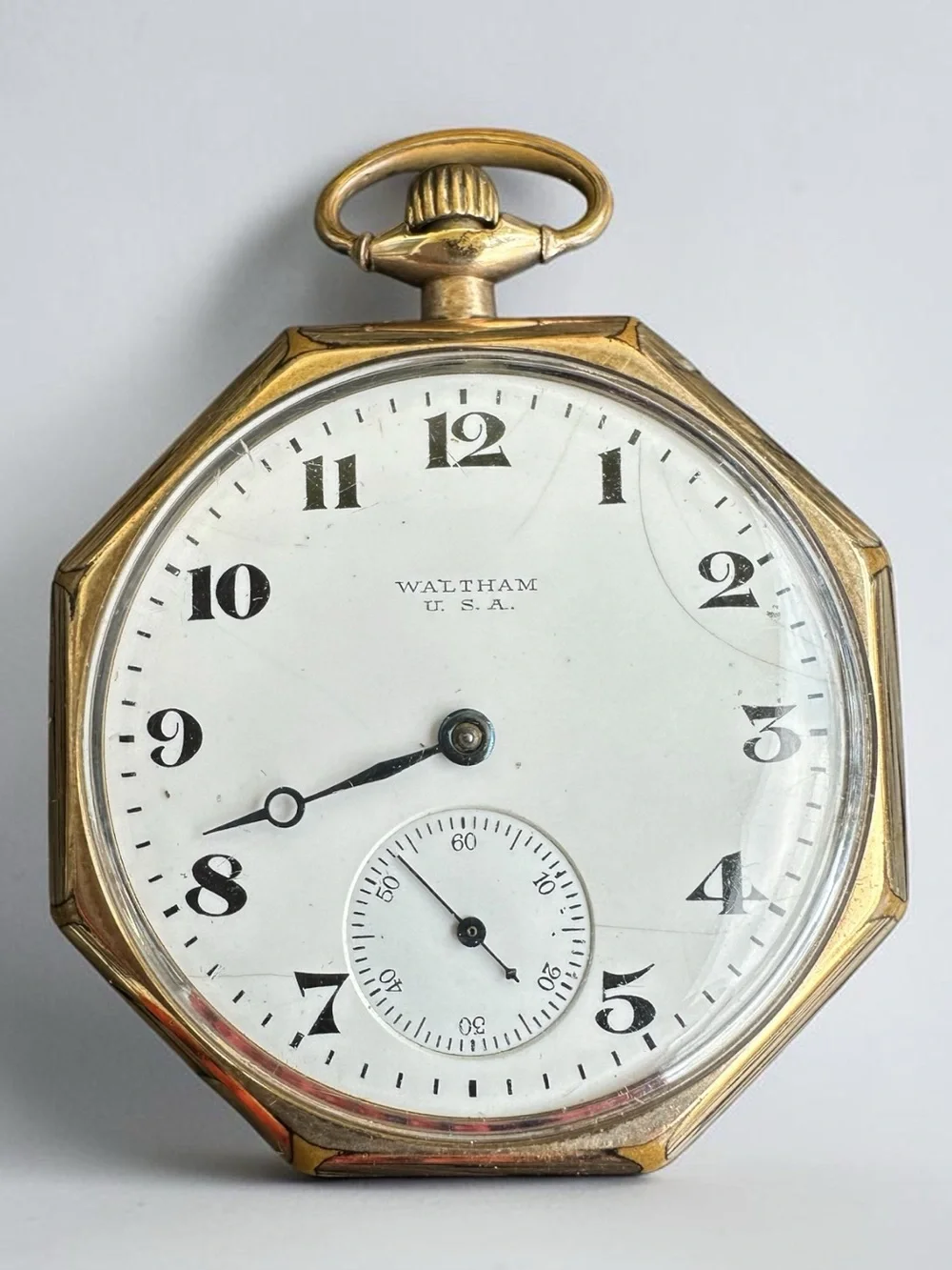 Vintage Waltham 14K Gold Filled Pocket Watch - Octagon Case, Running (Case #2107